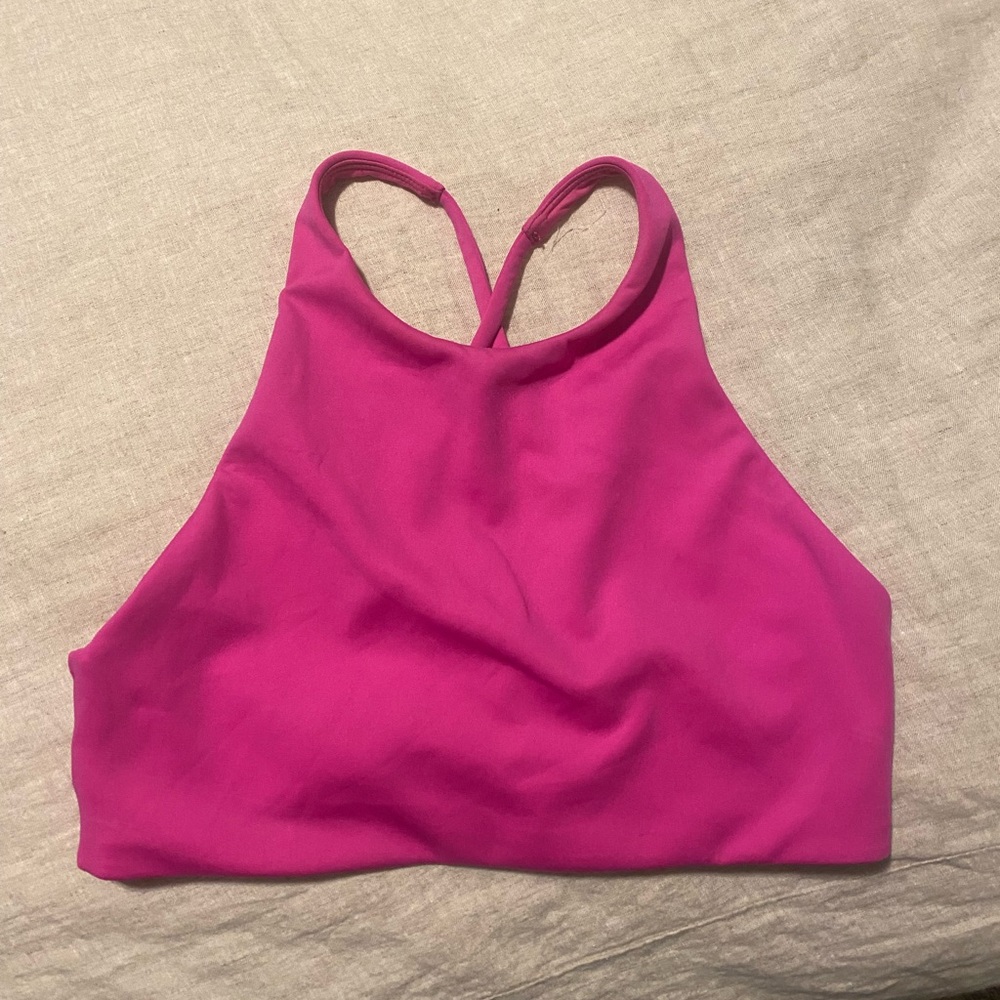 Left on Friday pink bathing suit racer back top